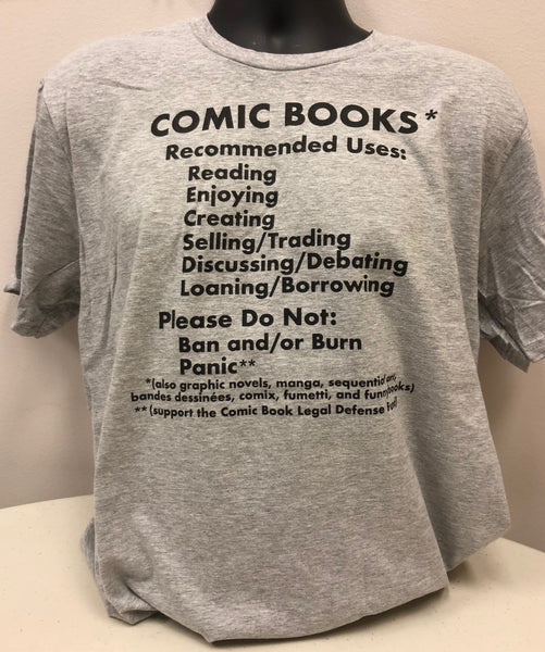 Comic Book Fact Sheet T-Shirt (Heather Grey) – CBLDF - Rewards Zone